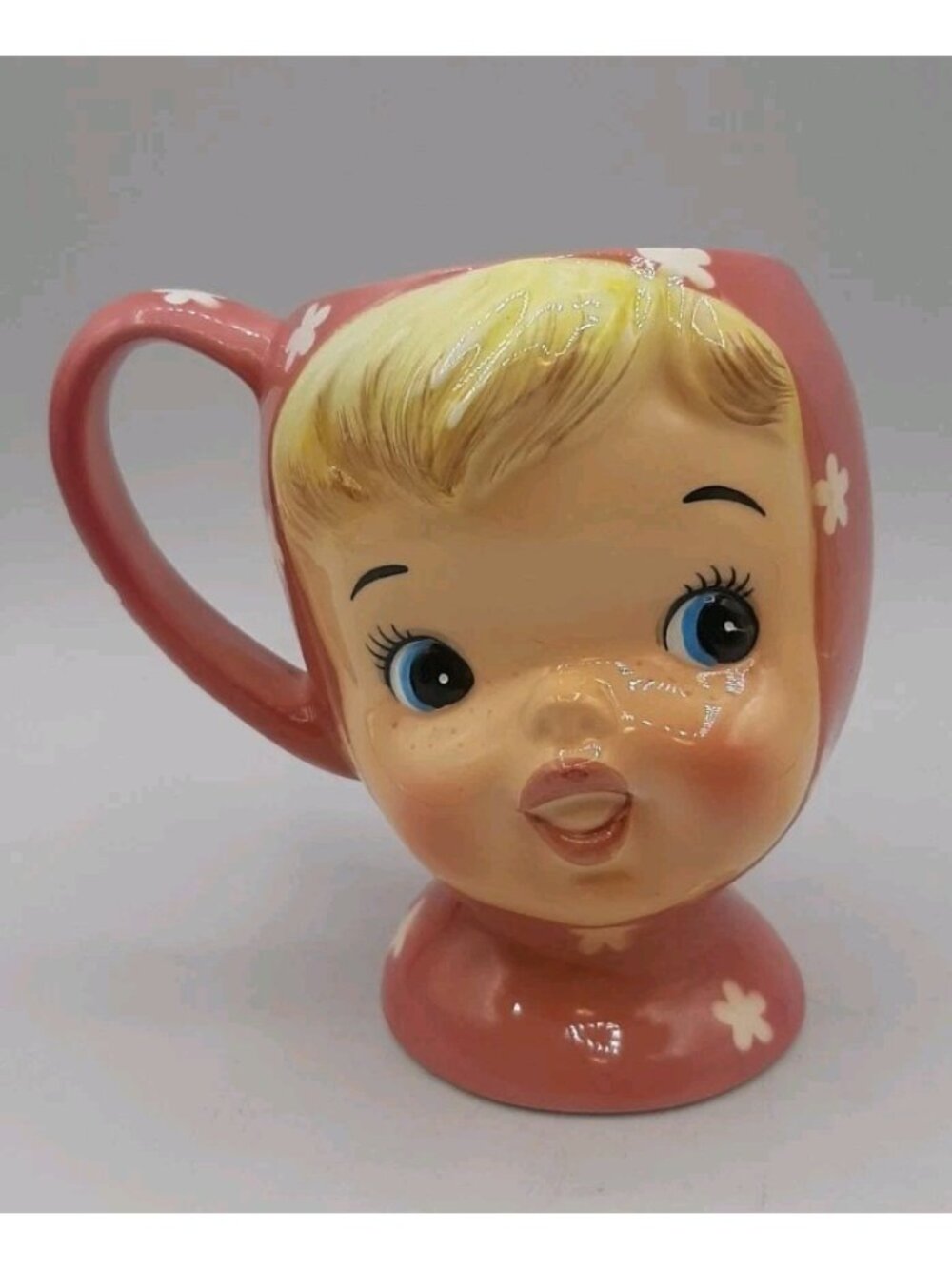 Napco Miss Cutie Pie Pink Mug Tea Cup Vintage 1950s Japan A3507 PI Freckles HTF